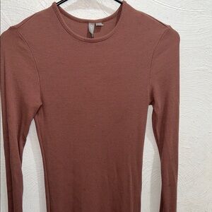Pink and Orange Long Sleeve Fitted Ribbed Bodysuit
